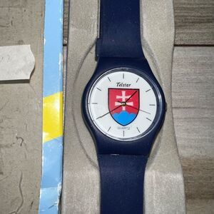 Vintage Telstar Quartz Wristwatch Blue Red In Box With New Battery Y2K Retro